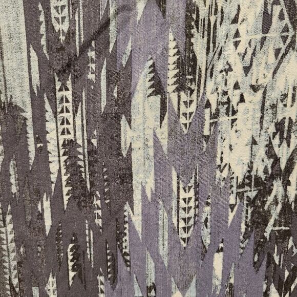 Attitudes by Renee Small Aztec Print Shirt Denim Vibes Blue Gray Off-White - Picture 3 of 13